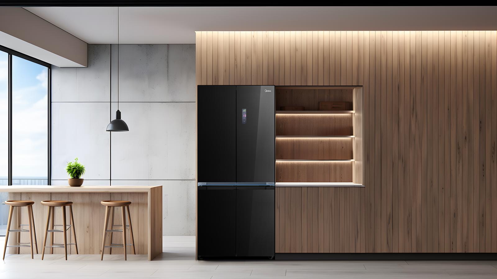 Midea расширила линейку стильных многодверных холодильников с черным стеклом